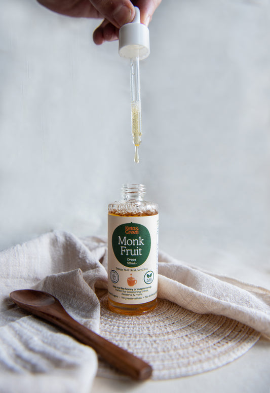 Liquid monk fruit drops made with monk fruit and water